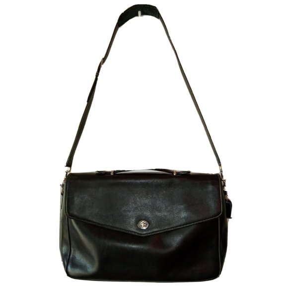 COACH D0869-F06457 Black Leather Crosby Attaché Messenger Bag Adjustable Strap - Picture 1 of 9